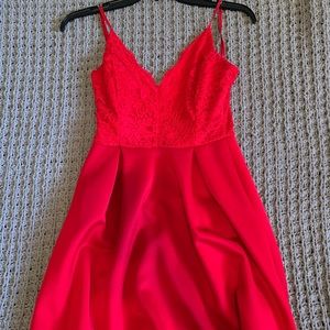 Bright red formal mini dress